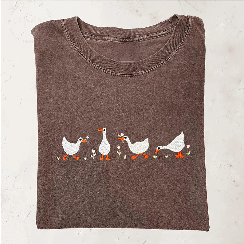 Embroidered Duck Duck Goose T-shirt