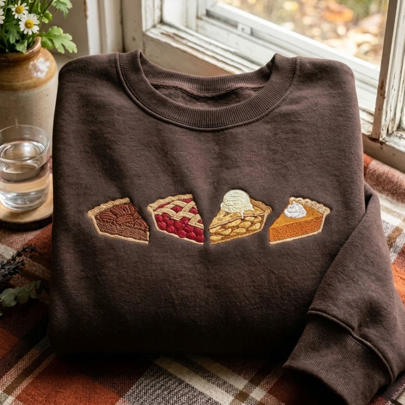 Embroidered Pie Slices Sweatshirt