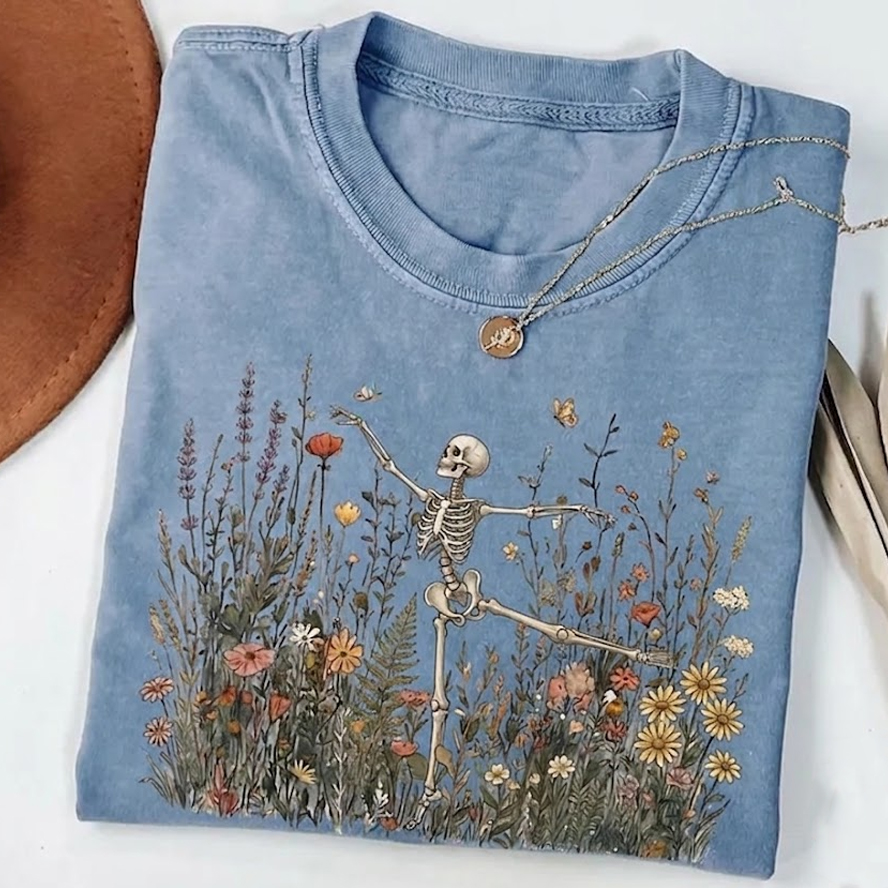 Skeleton Dancing Arabesque Wildflower T-shirt