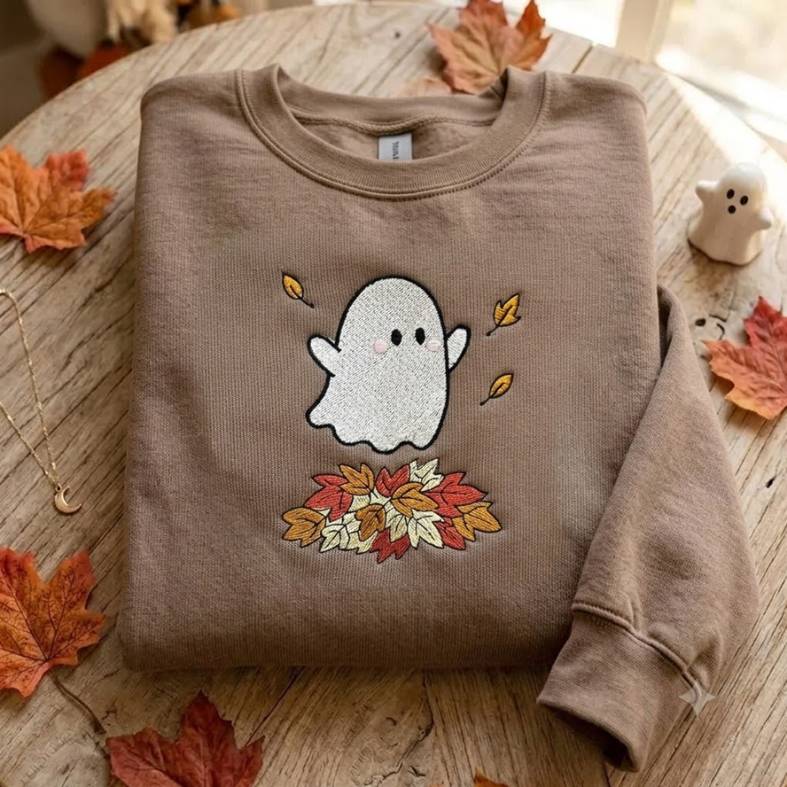 Embroidered Fall Ghost Sweatshirt