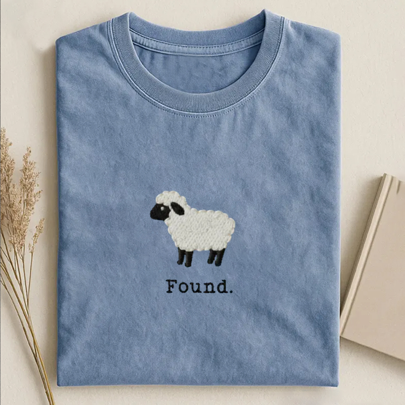 Christian Psalm 23 Lamb Embroidered T-shirt