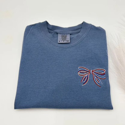 Embroidered Coquette USA Bow Comfort Colors T-shirt
