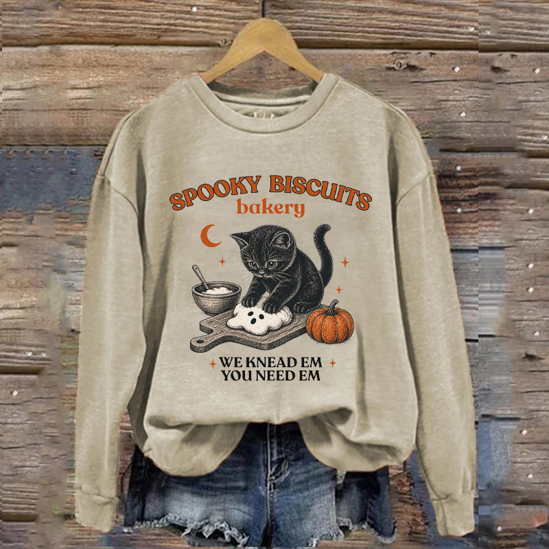 Kitty Biscuits Spooky Season Halloween Fall Sweatshirt