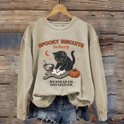 Kitty Biscuits Spooky Season Halloween Fall Sweatshirt