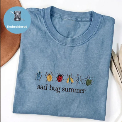 Sad Bug Summer Embroidered T-shirt