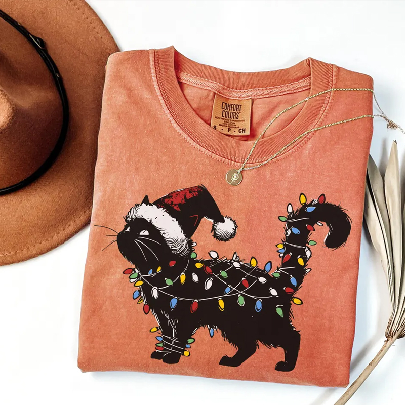 Comfort Colors Cute Cat Christmas T-shirt