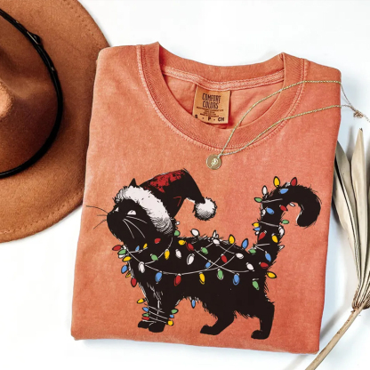 Comfort Colors Cute Cat Christmas T-shirt