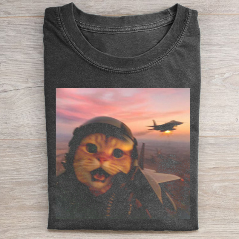 Funny Fighter Pilot Cat S T-shirt