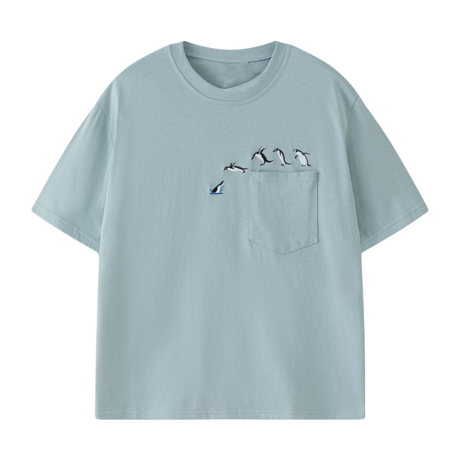 Embroidered Penguin Pocket T-shirt