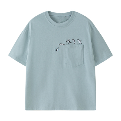 Embroidered Penguin Pocket T-shirt