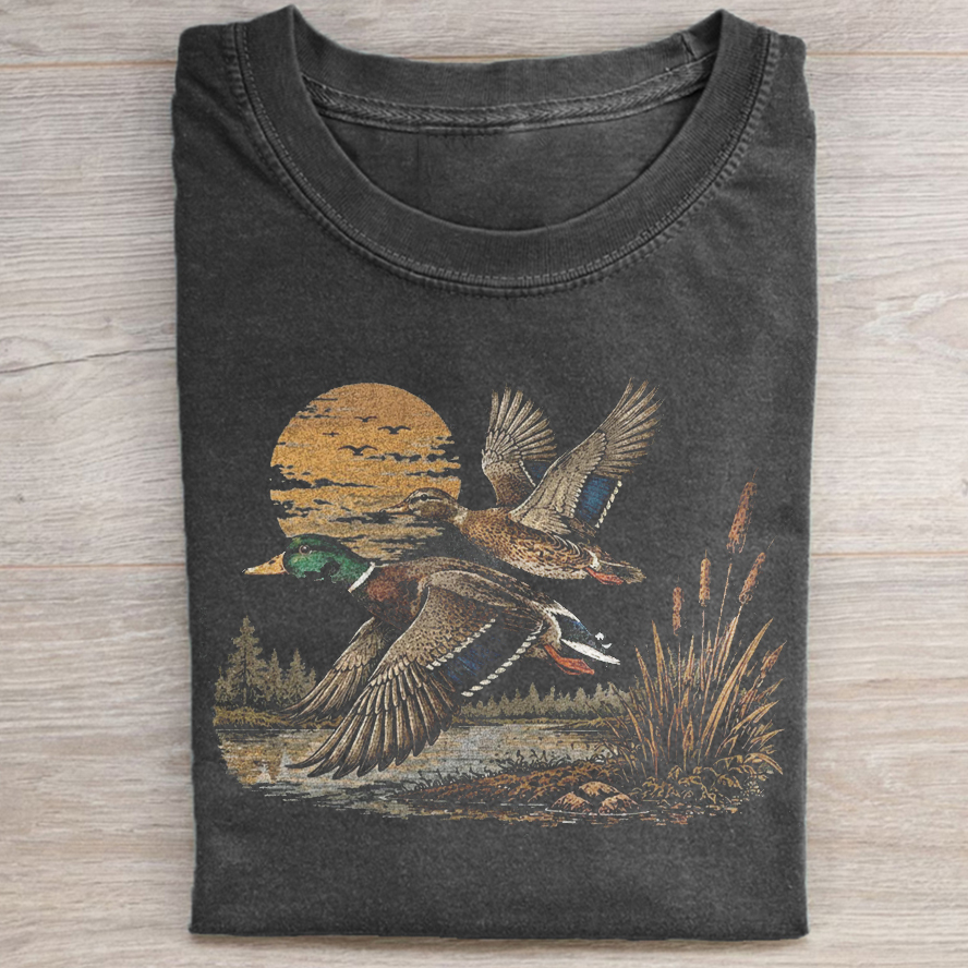 Retro Flying Mallard Duck T-shirt