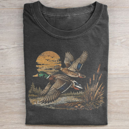 Retro Flying Mallard Duck T-shirt
