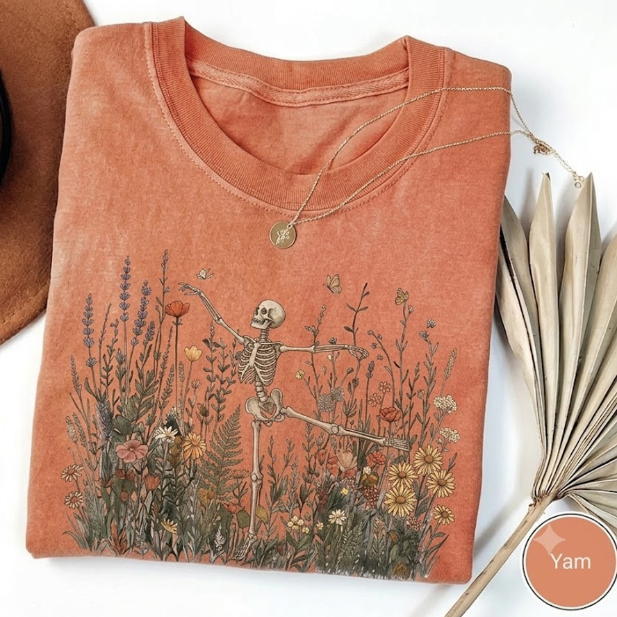 Skeleton Dancing Arabesque Wildflower T-shirt