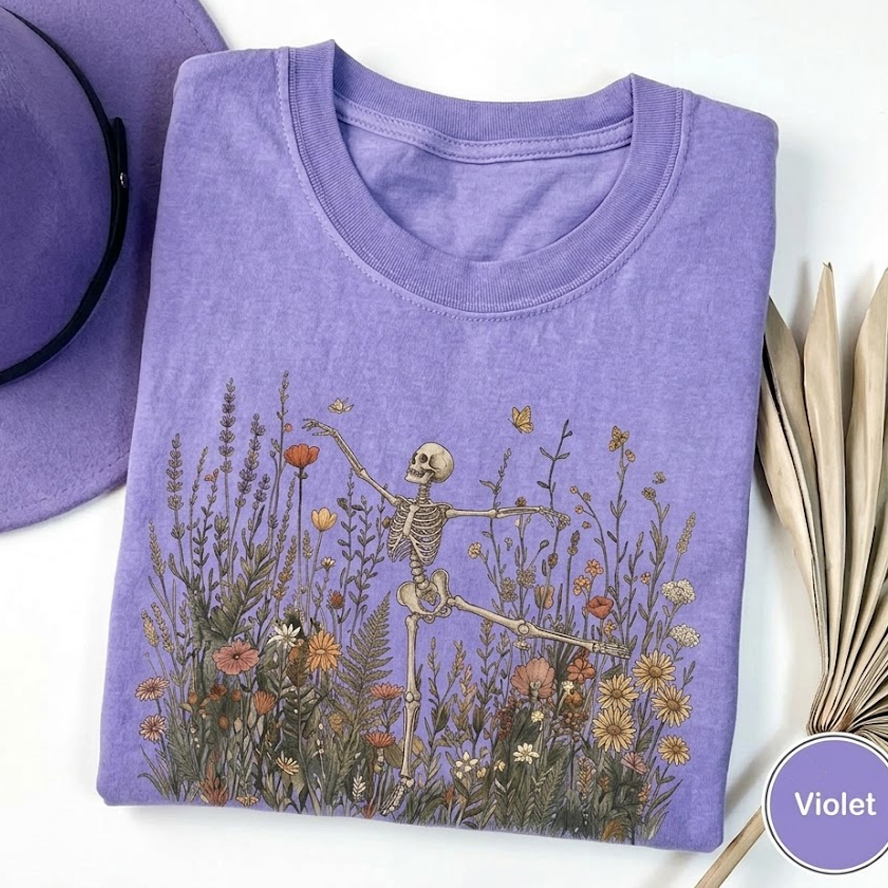 Skeleton Dancing Arabesque Wildflower  T-shirt