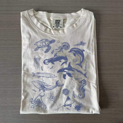 Sea Animals 90s Vintage Style T-shirt