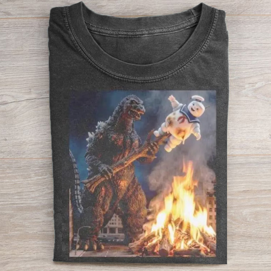 Retro Kaiju Campfire Graphic T-shirt