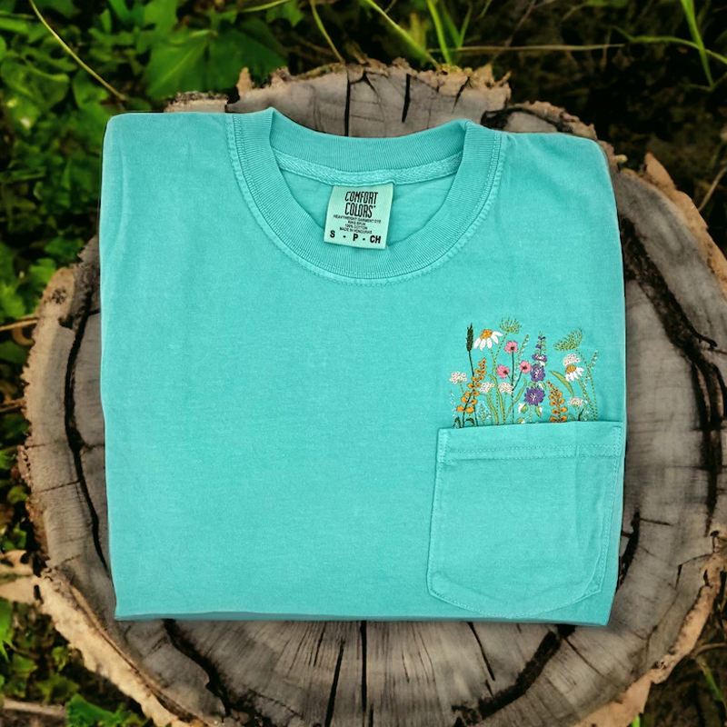 Embroidered wildflower T-shirt
