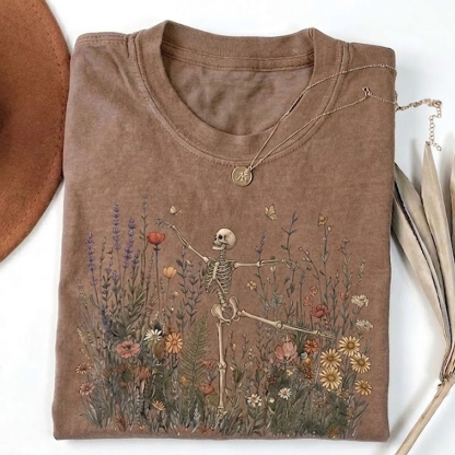 Skeleton Dancing Arabesque Wildflower  T-shirt