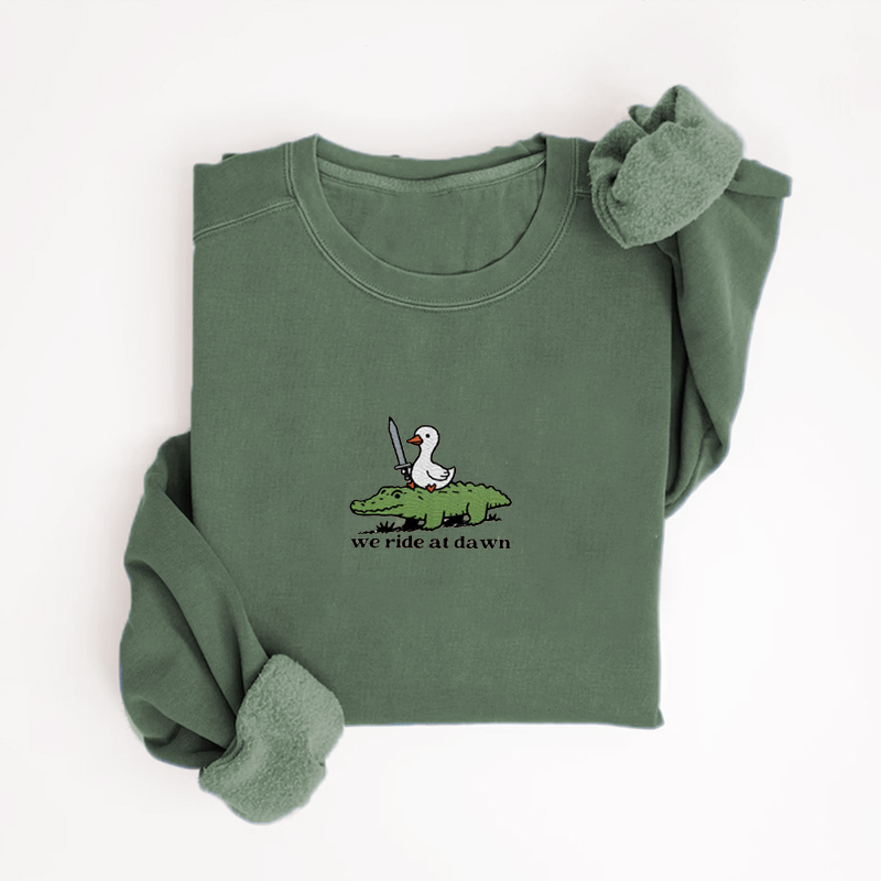 We Ride at Dawn Embroidered Sweatshirt