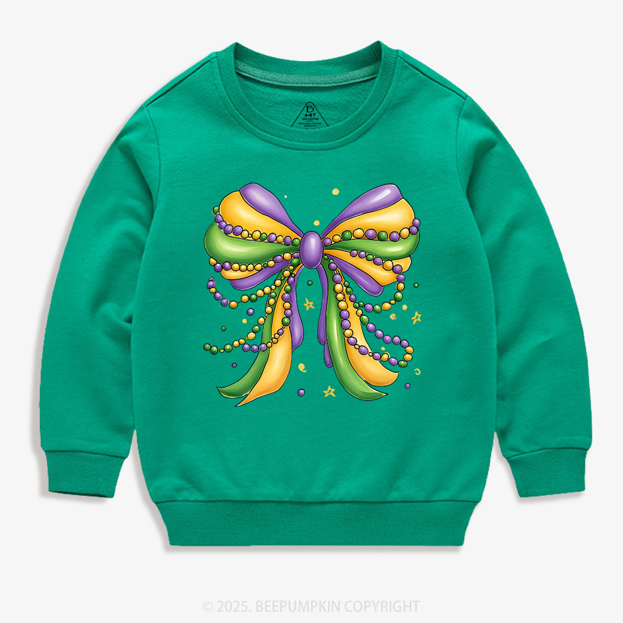 Mardi Gras Ribbon Bow Kid's Sweatshirt