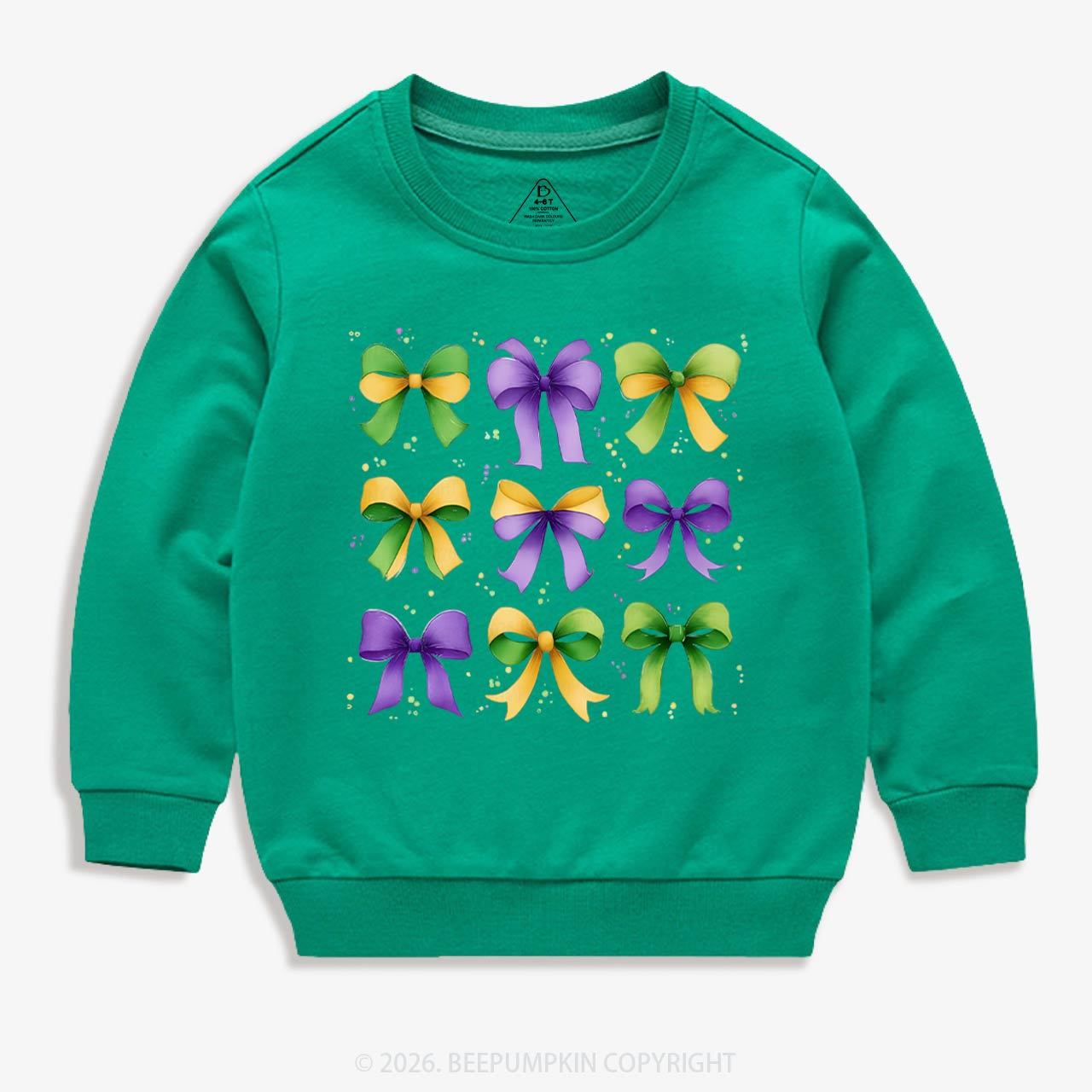 Kids Mardi Gras Ribbon Bows Kid's Sweatshirt