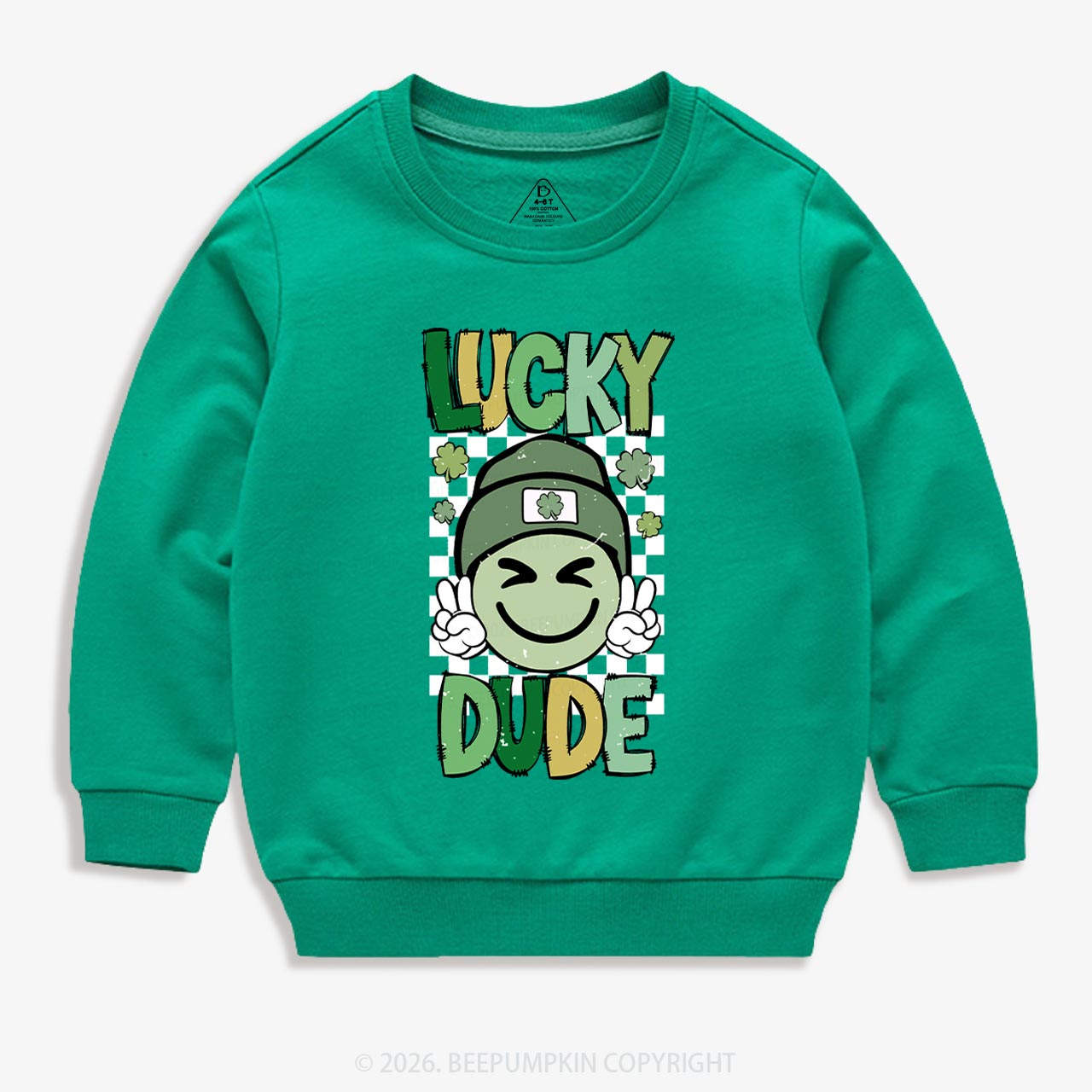 Retro Lucky Dude St.Patricks Day Kids Sweatshirt
