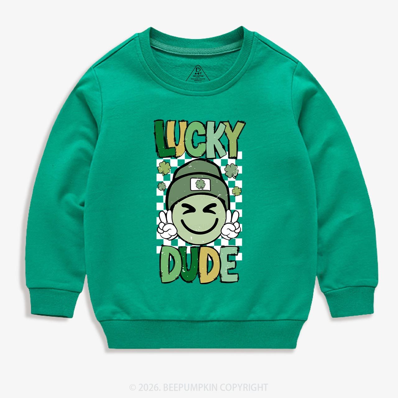Retro Lucky Dude St.Patricks Day Kids Sweatshirt