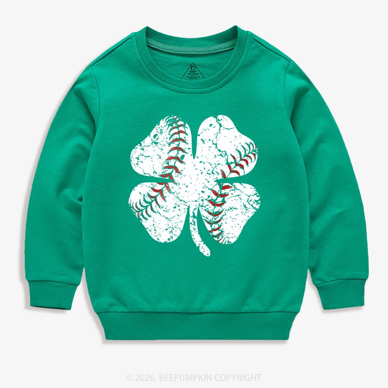 Baseball Shamrock St Patrick's Day Kid's Sweatshirt