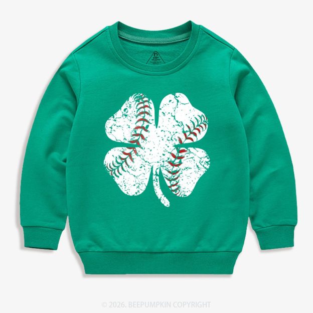 Baseball Shamrock St Patrick's Day Kid's Sweatshirt