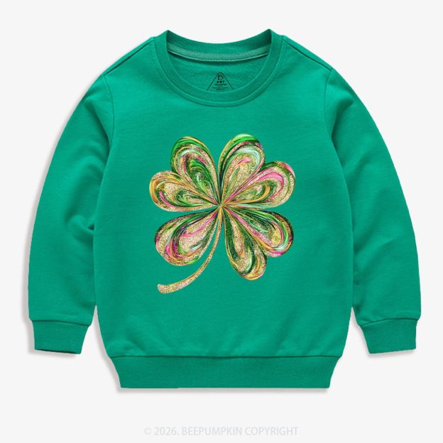 Retro Lucky Shamrock St Patrick's Day Kid's Sweatshirt