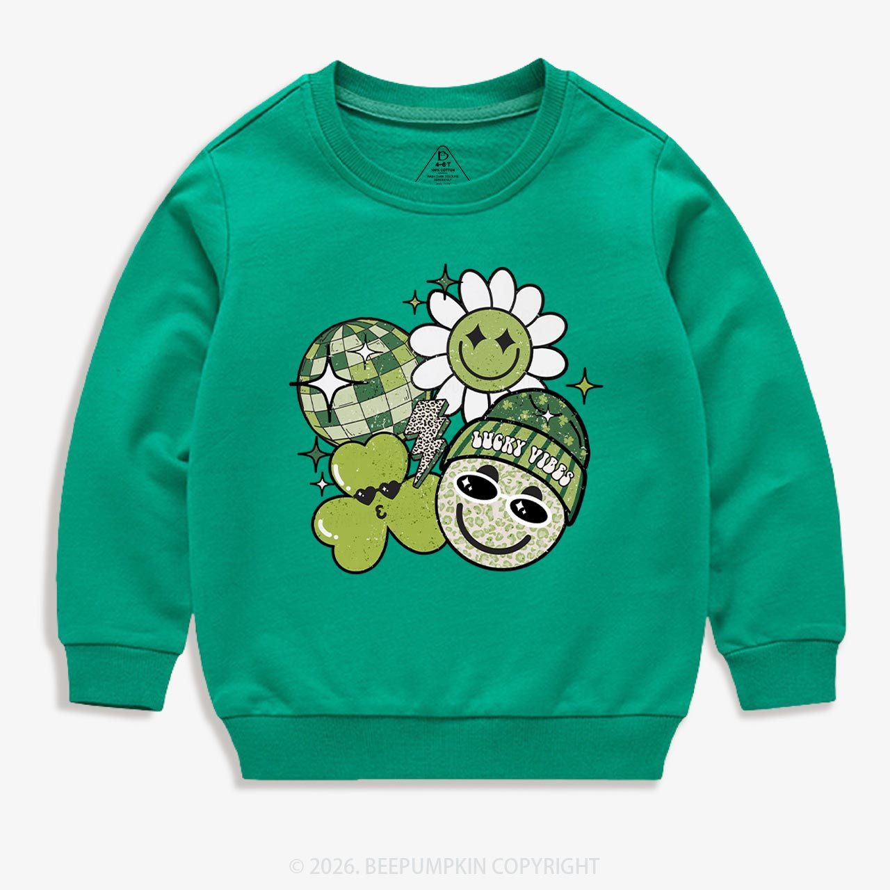 Disco Lucky Vibes St.Patricks Day Kids Sweatshirt Sale-Beepumpkin™