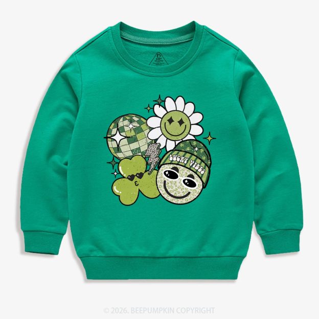 Disco Lucky Vibes St.Patricks Day Kids Sweatshirt
