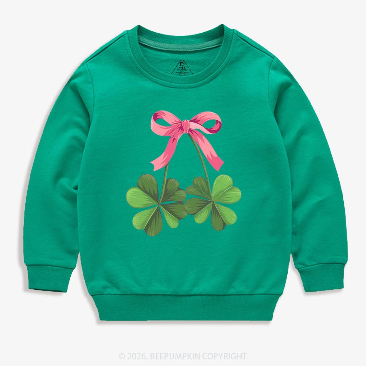 Lucky Shamrock Bow St Patrick's Day Kid's Sweatshirt