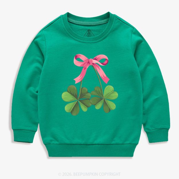 Lucky Shamrock Bow St Patrick's Day Kid's Sweatshirt