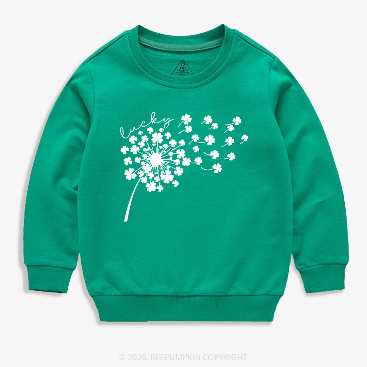Dandelion Shamrock St. Patrick's Day Kid's Sweatshirt