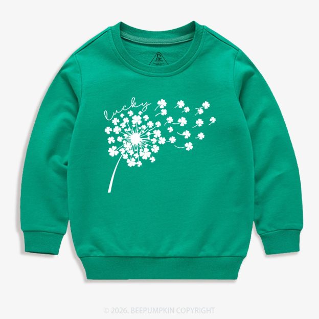 Dandelion Shamrock St. Patrick's Day Kid's Sweatshirt
