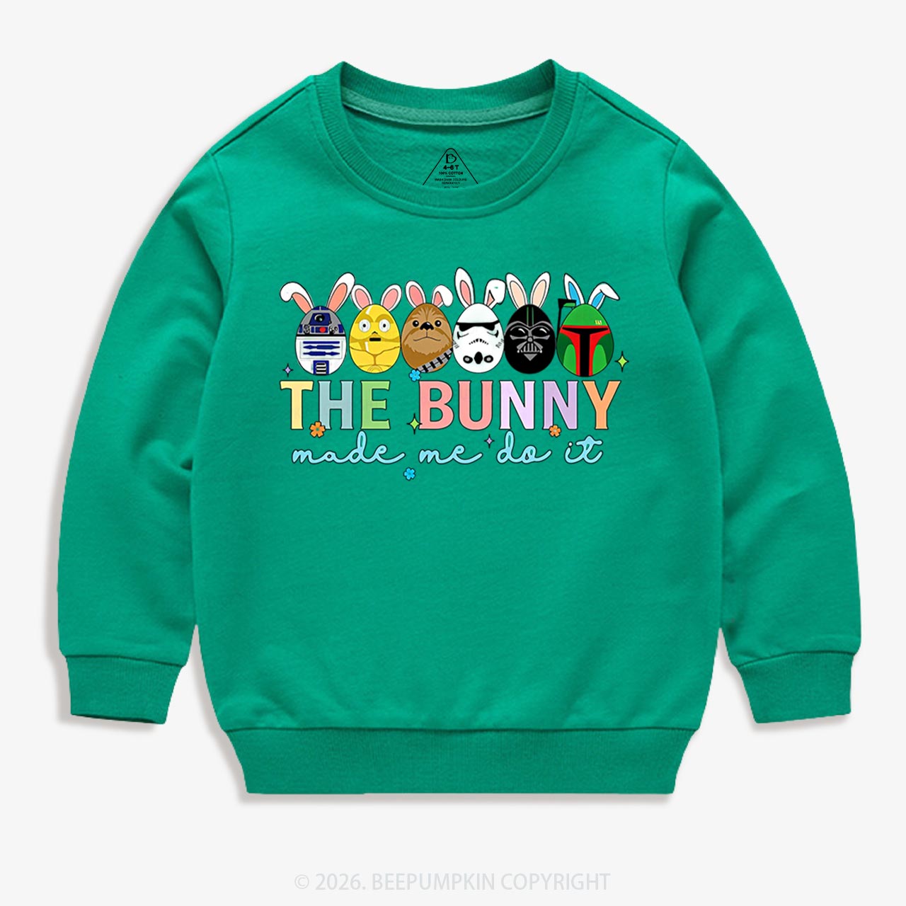 Cute Cartoon Characters Happy Easter Kid's Sweatshirt