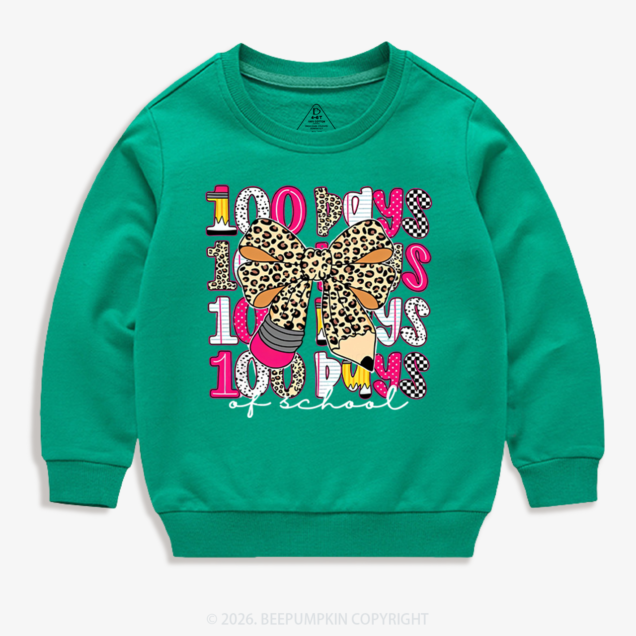 Leopard Love 100 Days Of  School Edition Toddler&Kid's Sweatshirt