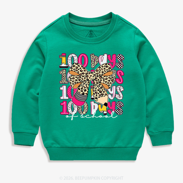 Leopard Love 100 Days Of  School Edition Toddler&Kid's Sweatshirt