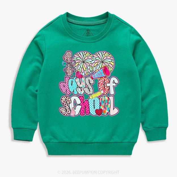 Cheer For 100 Days Pom Pom School Spirit Toddler&Kid's Sweatshirt