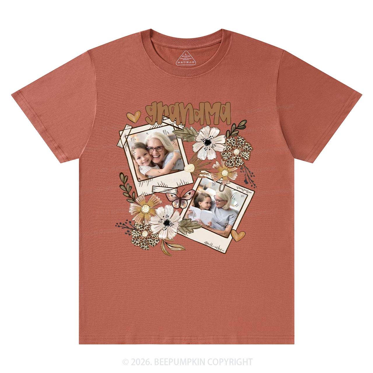Personalized Photo With Floral T-Shirt For Mom