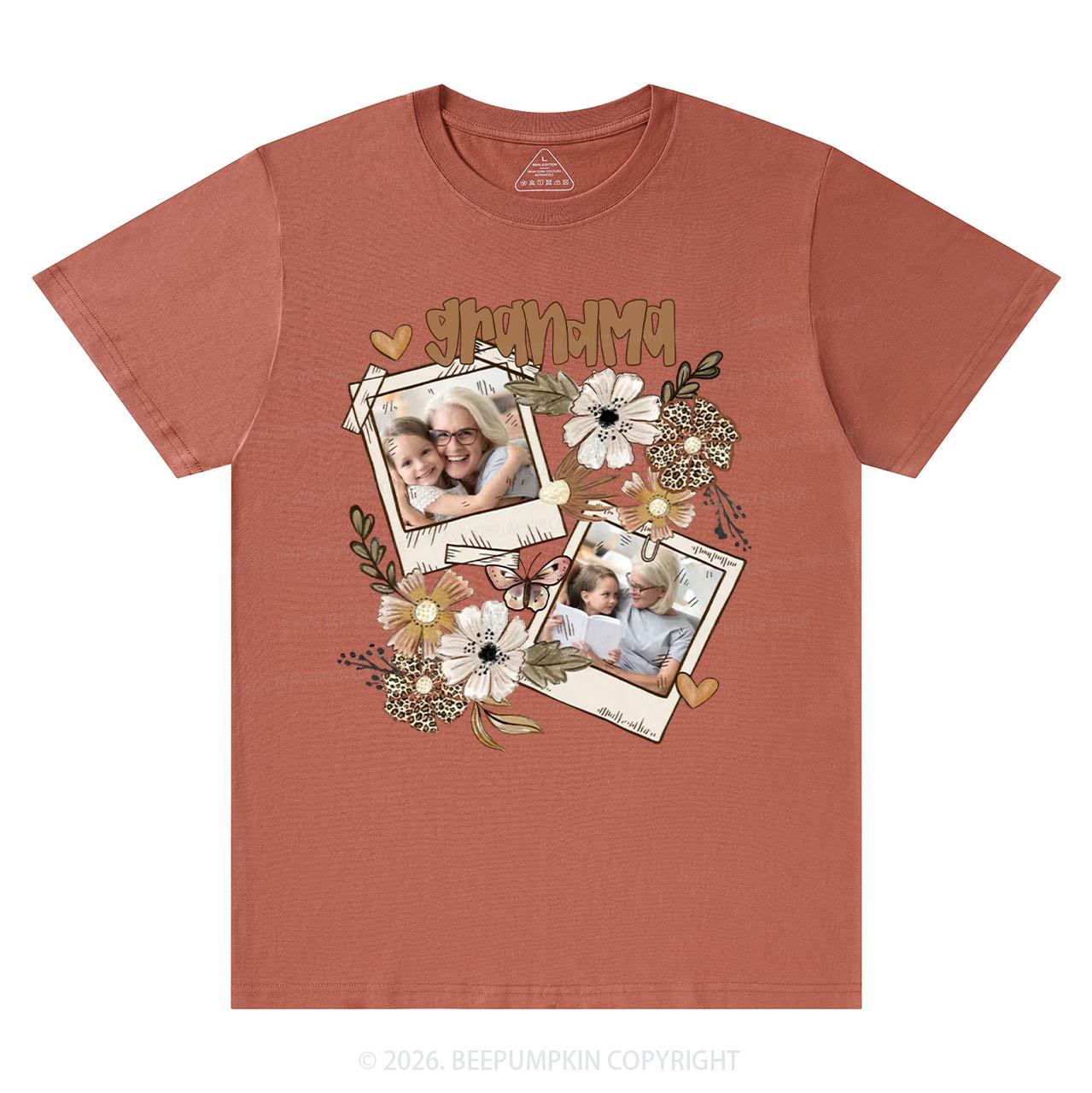 Personalized Photo With Floral T-Shirt For Mom