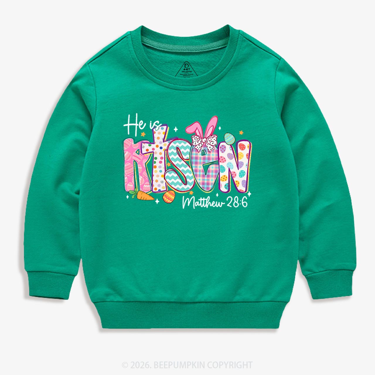 He Is Risen Christian Easter Kid's Sweatshirt
