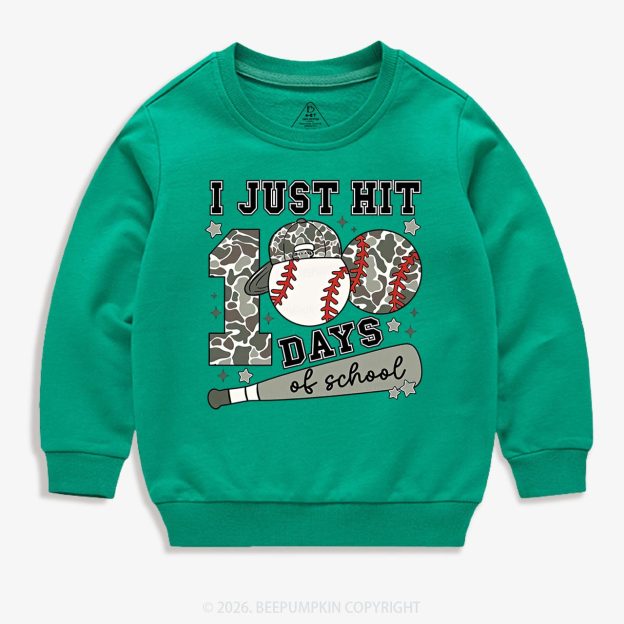 I Just Hit 100 Days Baseball School Toddler&Kid's Sweatshirt