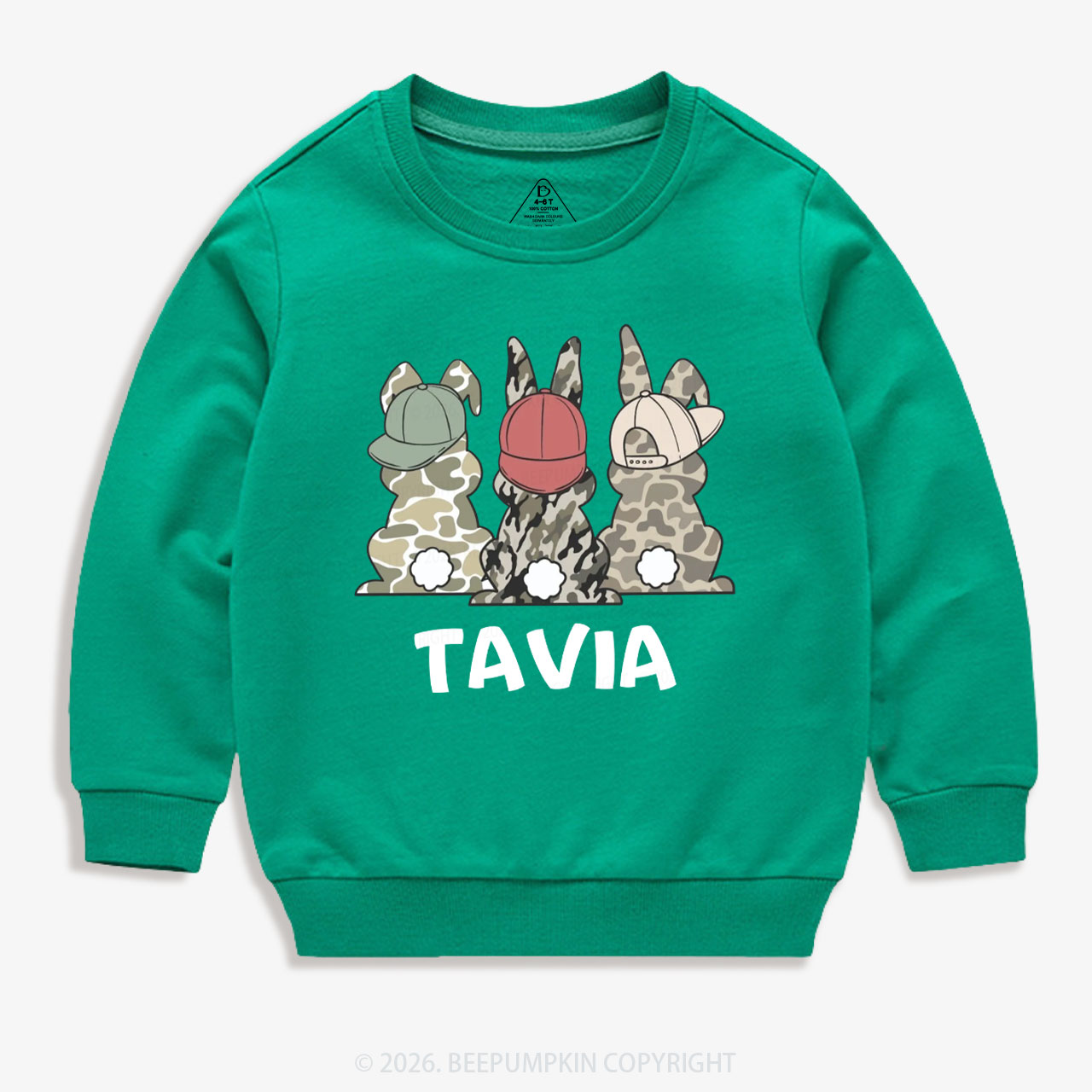 Personalized Camo Easter Bunny Kid's Sweatshirt