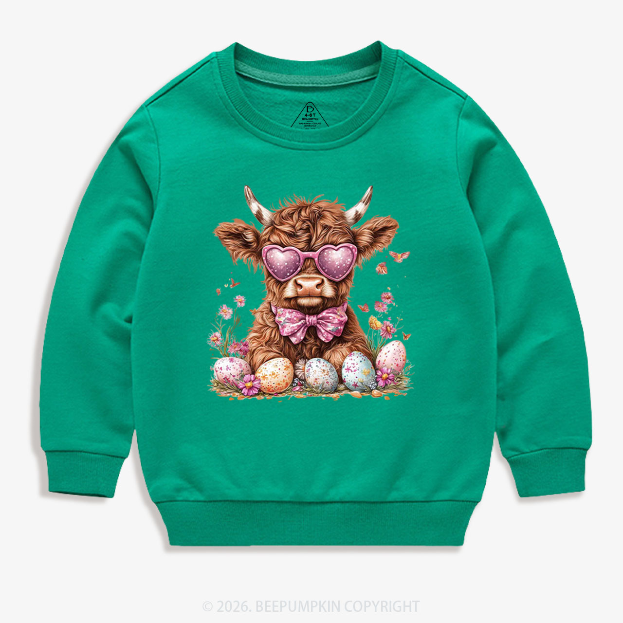 Easter Day Highland Cow Kid's Sweatshirt