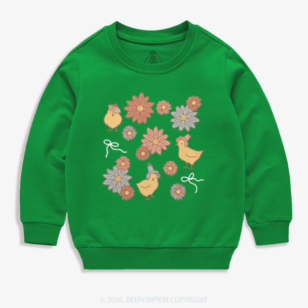 Farm Flower Chicks Kid's Sweatshirt
