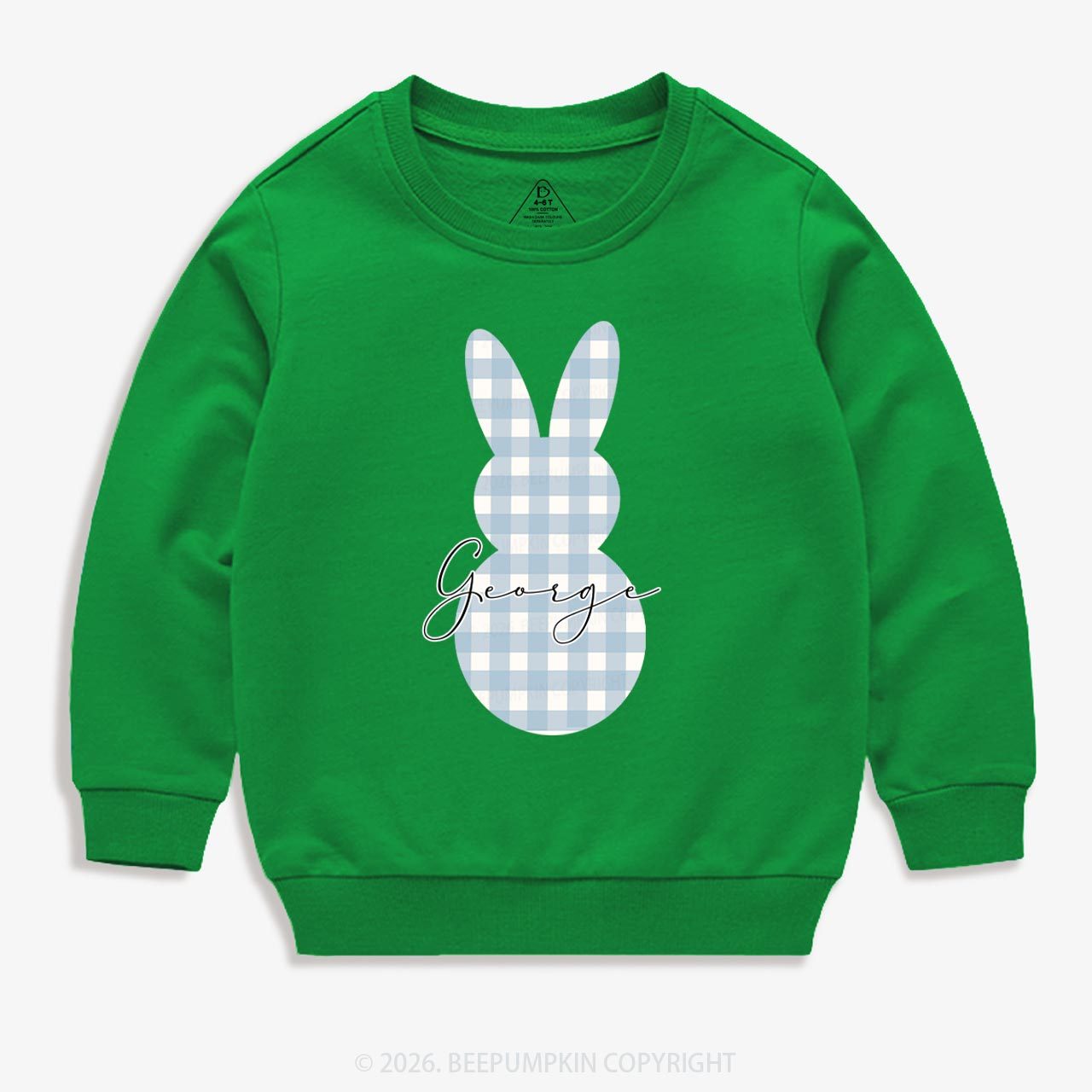 Personalised Easter Petit Gingham Bunny Kid's Sweatshirt