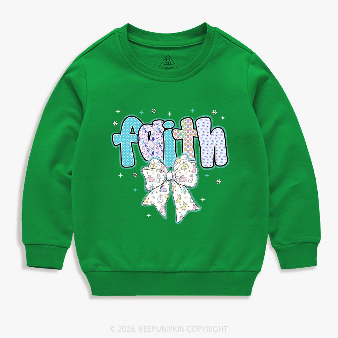 Blooming Faith Bunny Bow Kid's Sweatshirt