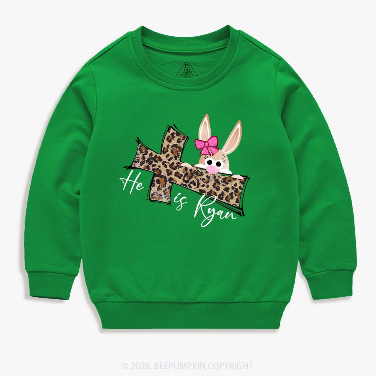 Faith Bunny & Leopard Cross Kid's Sweatshirt